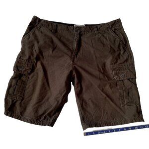 MBX Mens Cargo Shorts Brown Casual Style Size 34 Durable Cotton With Pockets